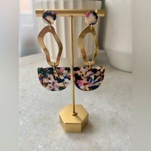 Multicolor acrylic and brass earrings